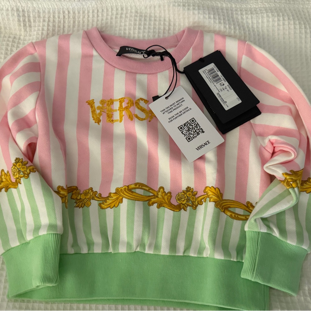 Versace Kids Sweater in Pink, Green, and Gold